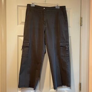 Chico's Dark Brown Cropped  Cargo Pants, Size 12 (Chico’s Size 2)‎